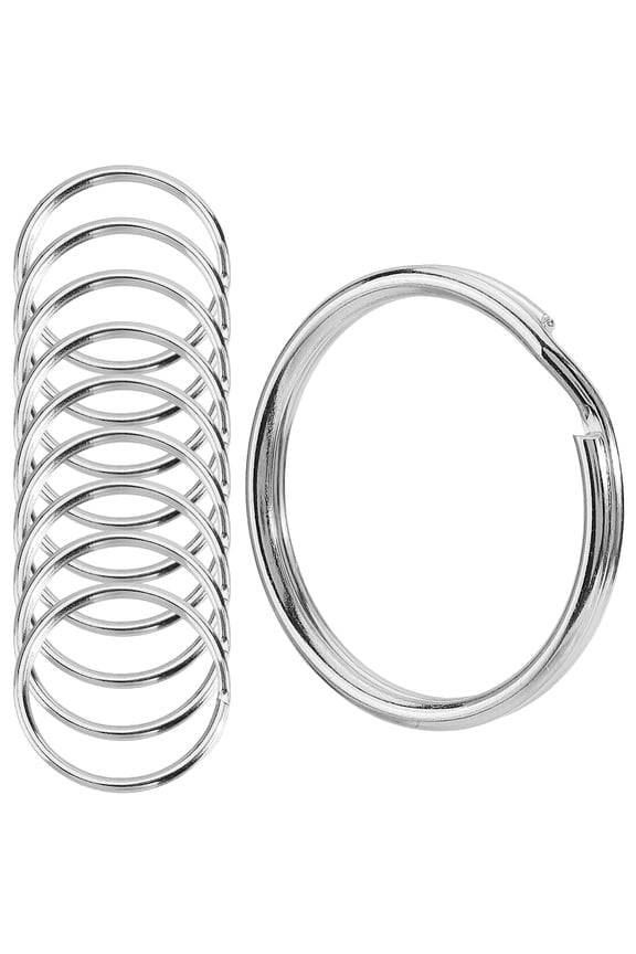60Pcs Iron Plated Nickle Keychain Rings Split Key Rings Platinum 25x2.5mm Inner Diameter: 21.5mm for DIY