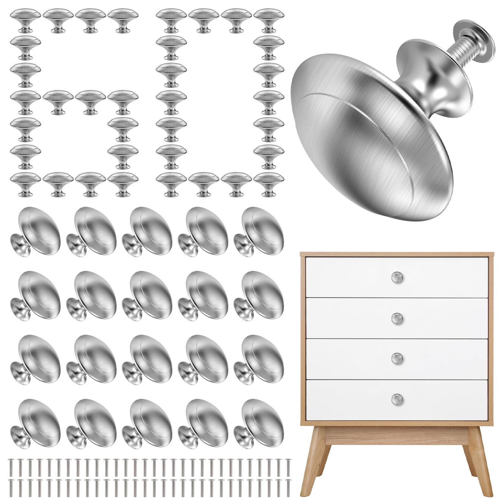 60Pcs Kitchen Cabinet Knob Pulls, High Strength Alloy Knob and Pull for Cabinet Drawer Door Wardrobe Closet Bathroom Vanity TV Stand