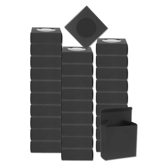 60Pcs Kraft Soap Boxes, 3.1" x 3.1" x 1.2" Mini Kraft Treat Boxes with Clear Window Boxes for Treats Packaging (Black)