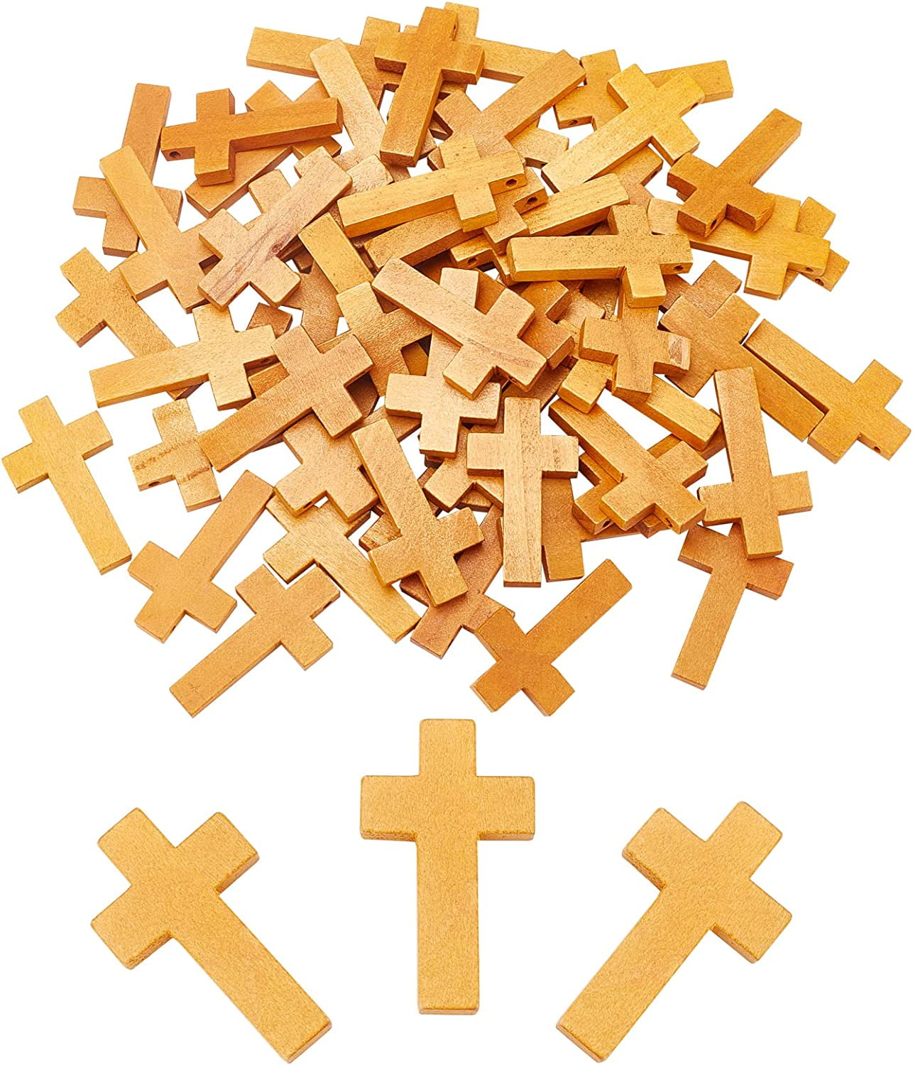 Fun-Weevz 40 Assorted Wood Cross Pendants for Jewelry Making Adults, Wooden  Crosses for Crafts, 2 sizes Pocket Crosses in Bulk, Cross Charms for