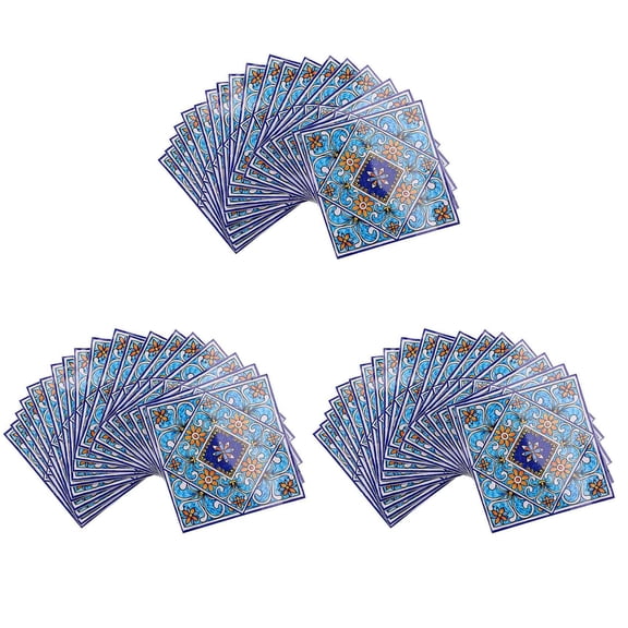 60Pcs/Lot 3D Europe Style Tile Wall Sticker Kitchen Bathroom Toilet Tiles Waist Line Art Mural Floor Diagonal Decals,60*Diagonal Wall Sticker,blue