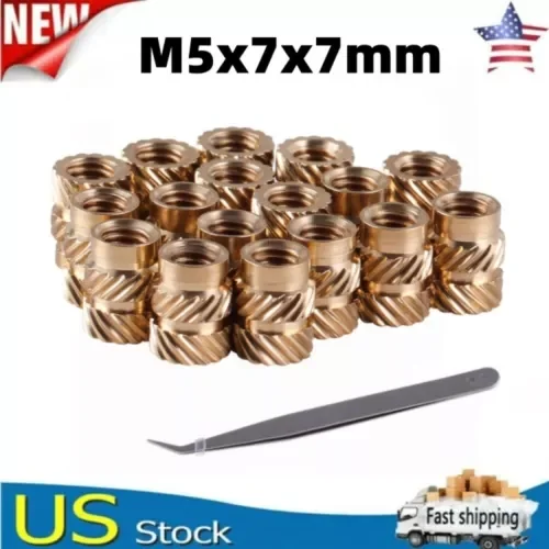 60Pcs M5 Thread Knurled Brass Threaded Heat Heat Resistant Insert Embedment Set