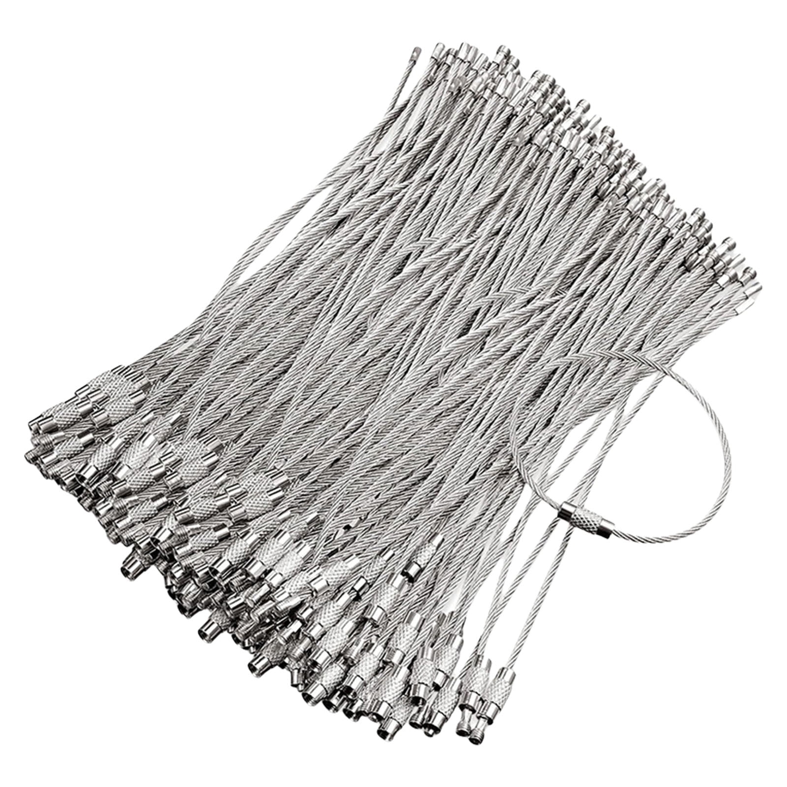 Label With Thread Chain 60Pcs Metal Keychains Label Rope Camp Tool Hardware Stainless Steels ...