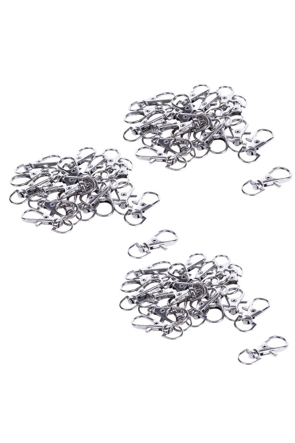 60Pcs Metal Lobster Trigger Swivel Clasp Hooks Clip Buckle Jewellery Making Arts Crafts Key Ring Keychain 35mm,60 x Lobster Swivel Clasp,Silver