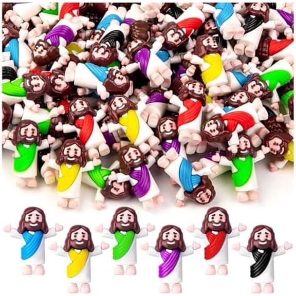 60Pcs Mini Jesus Figurines, Small Little Jesus Toys, Tiny Jesus Figures, Original Design Miniature Jesus for Hide Christmas Thanksgiving Day Sunday School Baptism Gift