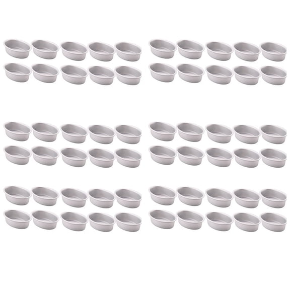 60Pcs Mini Oval Egg Shape Aluminium Alloy Metal Cheese Pan Cake Mold Bread Mould Tart Holder Pudding Jelly Tin