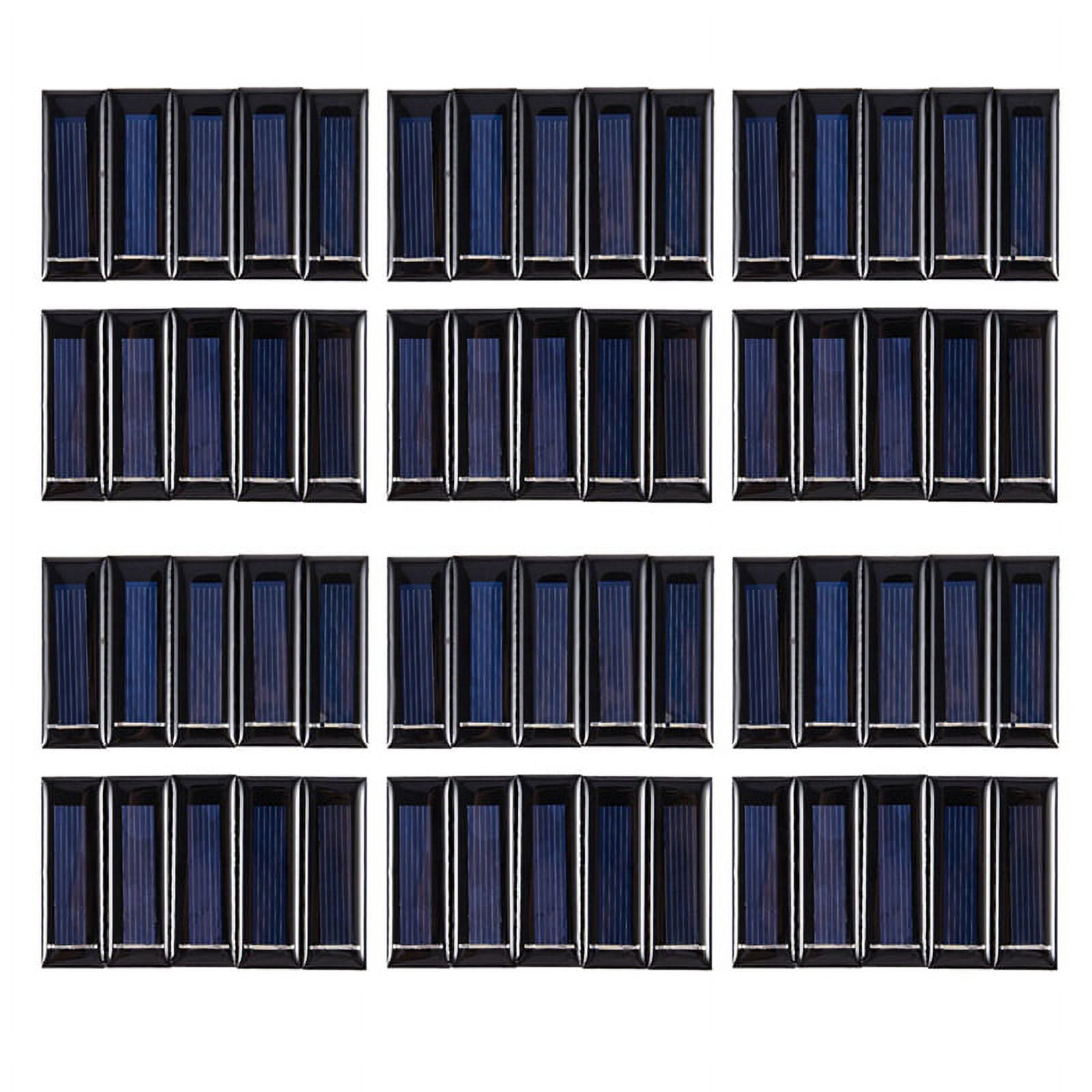 60Pcs Mini Solar Panel New 0.5V 100MA Solar Cells Photovoltaic Panels Module Sun Power Battery Charger 53 x 18 x 2.5mm,black
