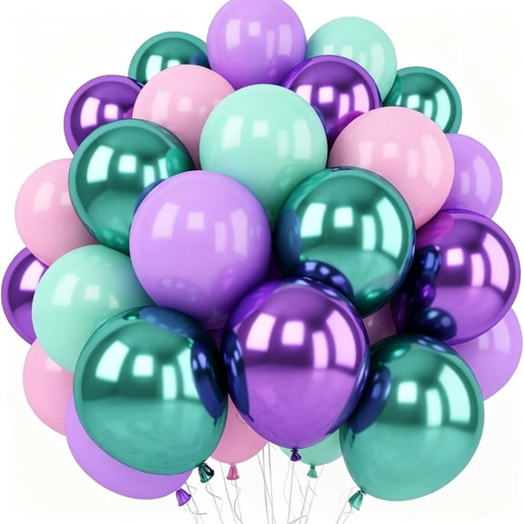 60Pcs Mint Green Lavender Pink Balloon Garland Kit, 12 Inch Matte Metallic Latex Balloons with Ribbon for Girls Wedding Graduation Dcor