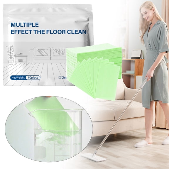 60Pcs Multi-Surface Floor Cleaning Tablet,Multiple Effect the Floor Cleaner,Multi Functional Floor Cleaning Solution Tablets,Deep Cleaning Cleaning Solution, for Tile & Vinyl Floors(Green)