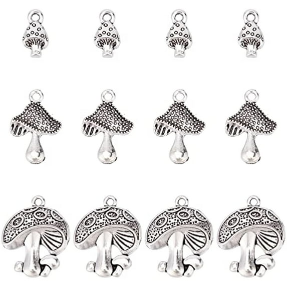 60Pcs Mushroom Charms Mushrooms Charm Bulk Vintage Style Magic Fairy Mushroom Alloy Plant Metal Charms