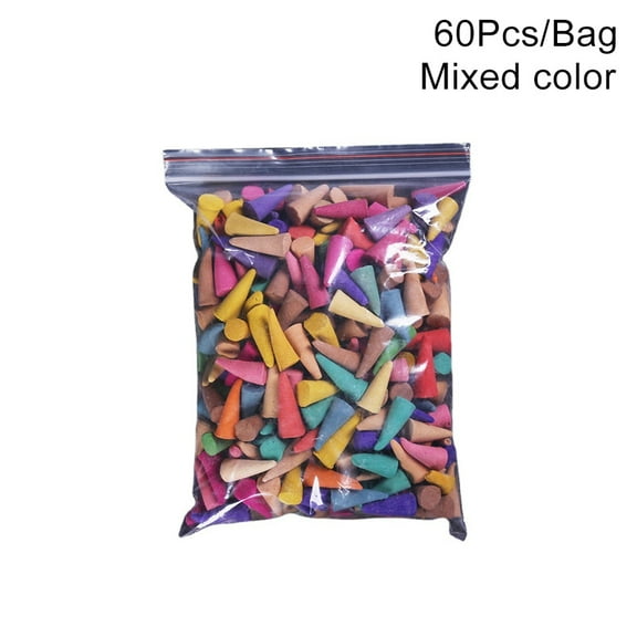60Pcs Natural Incense Cones Mixed Flavor Backflow Insence Floral Lavender Sandalwood Yoga Meditation Tea Room Home Decorations