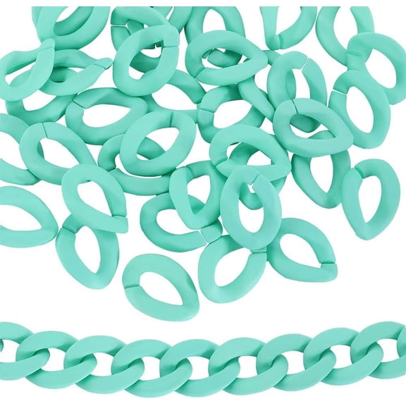 60Pcs Opaque Spray Painted Acrylic Linking Rings Quick Link Connectors for Curb Chains Making Twist Turquoise 23x17x4.5mm Inner Diameter: 13.5x7mm