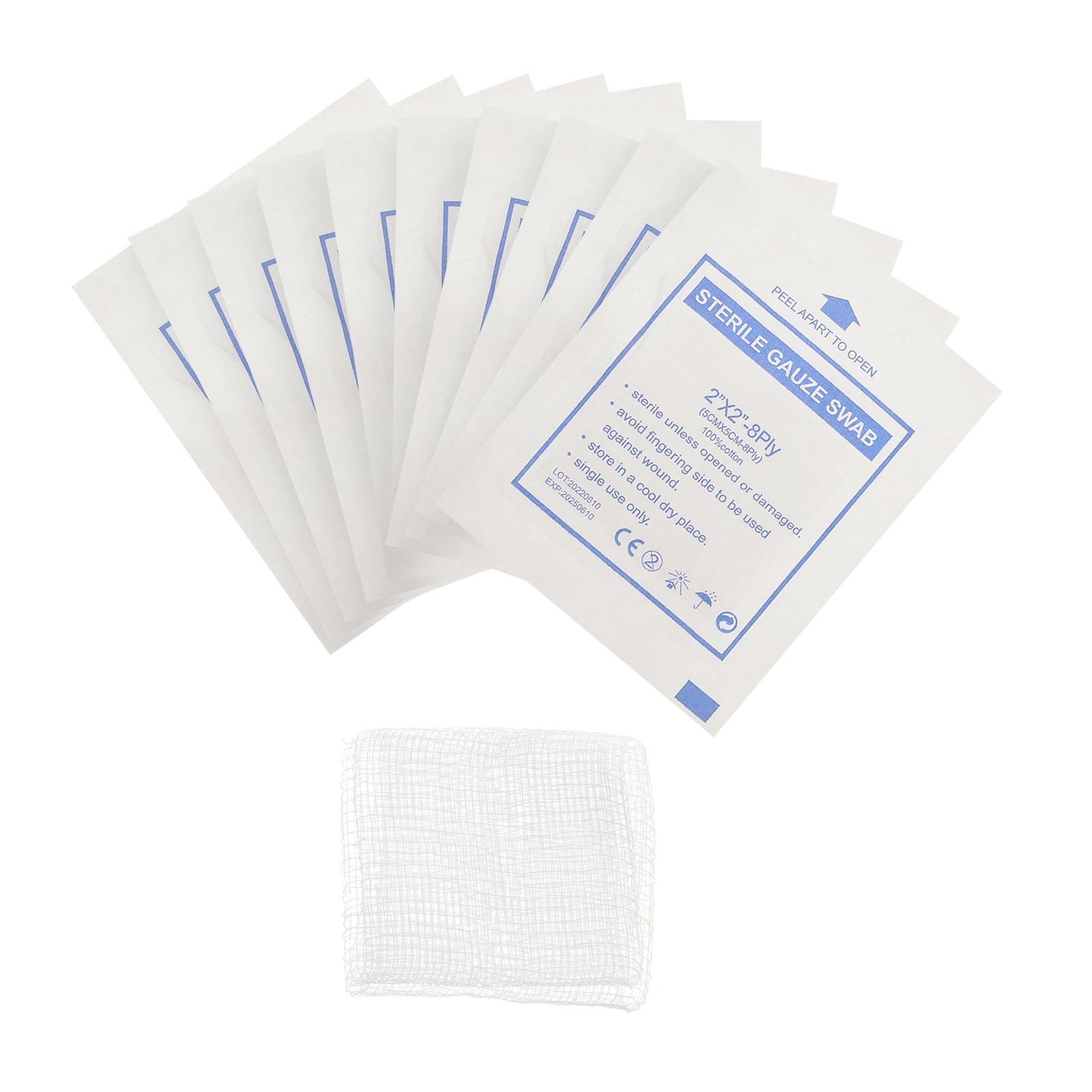 60Pcs Outdoor Medical Gauze Pads Sterile First Aid Gauze Wound Dressing