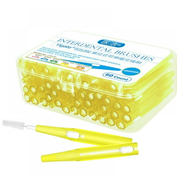 60Pcs/Pack Push-Pull Interdental Brush 0.6-1.5 MM Dental Tooth Pick Interdental Cleaners Orthodontic Wire Toothpick ToothBrush Oral Care,1.0-1.2mm
