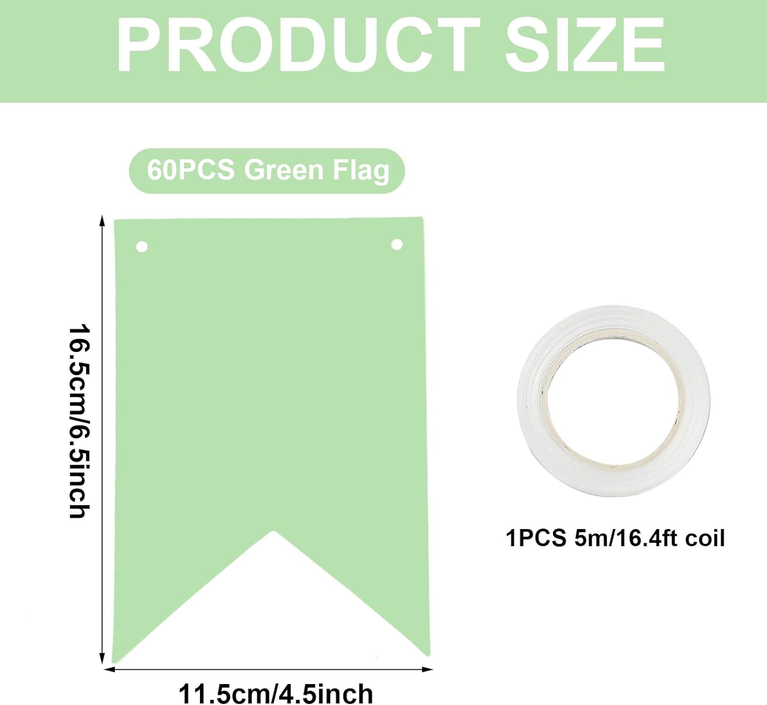 60Pcs Paper Diy Banner Flags Sage Green Swallowtail Banners PunchOut