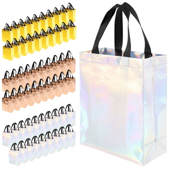 60Pcs Party Favor Bags with Handles Nonwoven Reusable Present Bags Practical Party Supplies for Birthdays Weddings Holidays