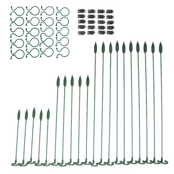 60Pcs Plant Supports Set - 20 Pack Flower Stakes Sticks (3 Sizes), Support Clips and Orchid