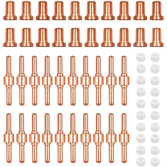 60Pcs Plasma Cutter Nozzle Tips Consumables, 20 PT31 Lengthened Electrodes, 20 PT31 Extended Nozzle, 20 PT31 Distributor, for-40 for PT-31 Torch CUT40 for CUT50