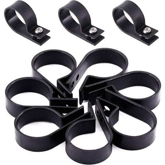 60Pcs Plastic Cable Clamp R Type Screw Mounting Cord Fastener Cable Clips with Screws for Wire Management Cable Conduit (1/4inch, Black)