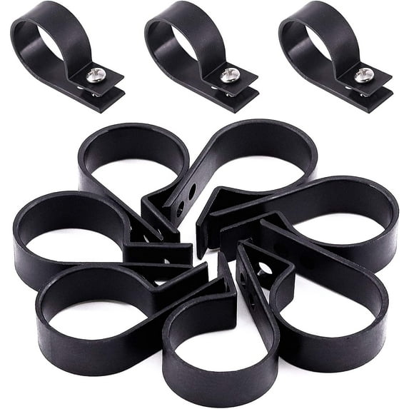 60Pcs Plastic Cable Clamp R Type Screw Mounting Cord Fastener Cable Clips with Screws for Wire Management Cable Conduit (3/8inch, Black)