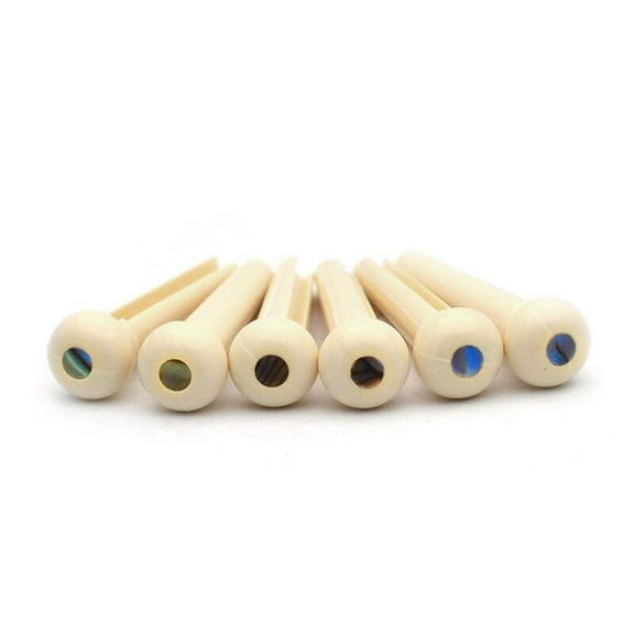 60Pcs Plastic Guitar Bridge Pins with Colourful Shell dots ABS Guitar Parts Accessories Ivory Black