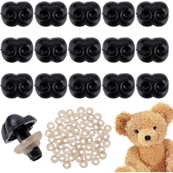 60Pcs Plastic Safety Noses Noses Plastic Crafts Nose Teddy Bear Noses Dog Noses with Washers for DIY Puppet Plush Animal Making Making Supplies DIY