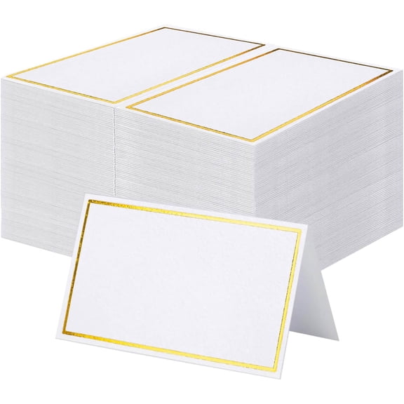 60Pcs Premium Place Cards With Gold Foil Border - 2" x 3.5" Tent Cards for Wedding, Table, Dinner Parties - Small Escort and Name Cards