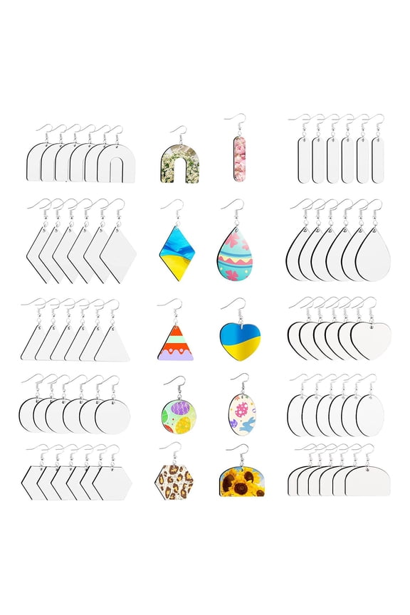 60Pcs Printing Earring Unfinished Teardrop Earring Pendant Sublimation Earring