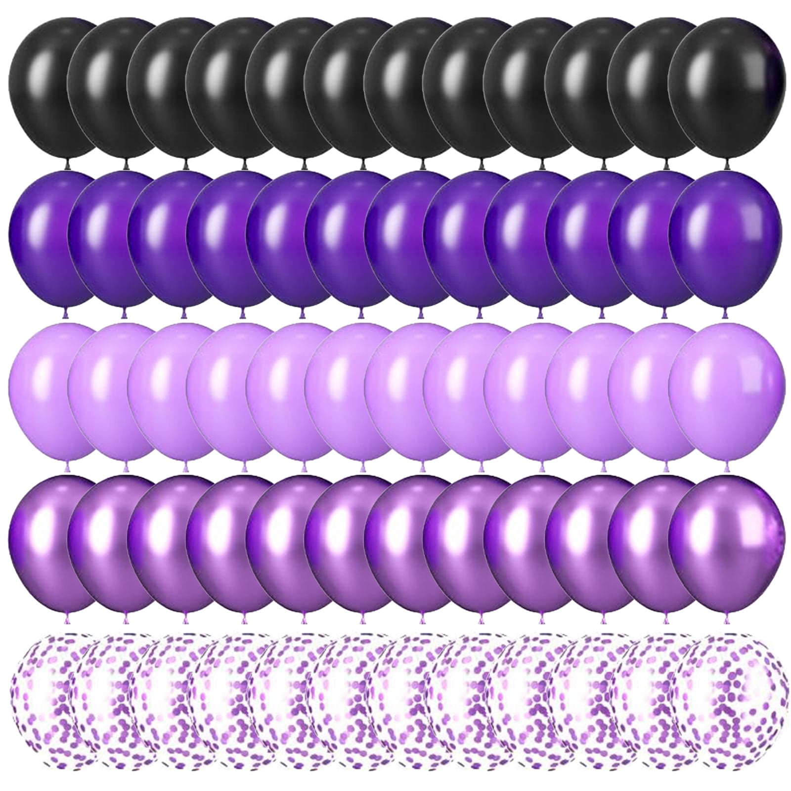 60Pcs Purple and Black Balloons, 12 Inch Metallic Purple Dark Purple Black Balloons with Purple Confetti Latex Balloons for Halloween Birthday Wedding Graduations Balloons Party Decorations