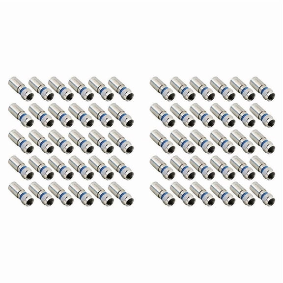60Pcs RG6 F Compression Connector  Wire Connector Solderless Adapter Blue