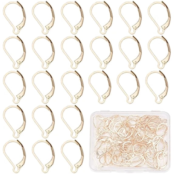 60Pcs Real 24K Gold Plated Leverback Earring Findings French Earring Hooks Leverbacks Lever Back Earwires