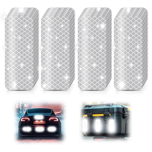 60Pcs Reflective Stickers Made of 3M DG3, 3.15" x 1.18" Safety Reflective Tape for Car Bike Mailbox Helmet, Reflective Tape Outdoor Waterproof - Enhanced Night Safety & Wide Coverage (White-20Pcs)