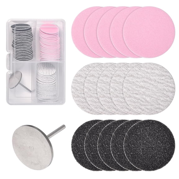 60Pcs Replacement Sanding Paper Disc with Metal Nail Drill Bit 25mm Foot File Sandpaper Disc #80#150#240 Grit for Electric Foot File Remover Dead Skin&Calluses, Manicure Pedicure Tool