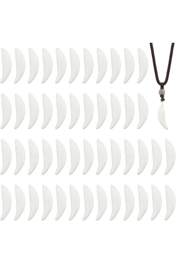 60Pcs Resin Wolf Tooth Charm Floral White Wolf Fang Charms Wolf Fangs Necklace Charms Animal Tooth Charms