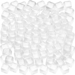 60Pcs Reusable Ice Cubes,Colorful Plastic Ice Cubes,Refreezable Ice Cubes,Non-Diluting Square Cubes,Washable Quick Frozen Ice Cubes for Drinks Cocktail,BPA Free,Purified Water Filled(White)