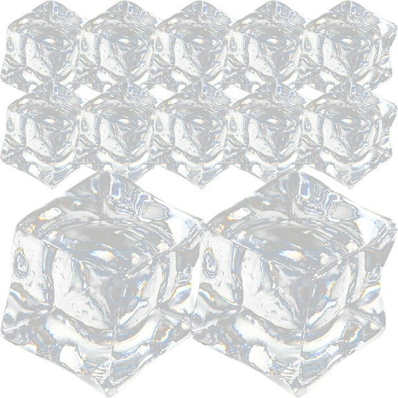 60Pcs Reusable Plastic Ice Cubes Clear Fake Ice Cubes Artificial Square Fake Ice Cubes