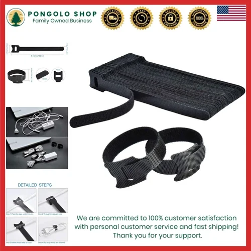 60Pcs Reusable Premium 6-Inch Microfiber Cable Ties - Hook & Loop Organizer