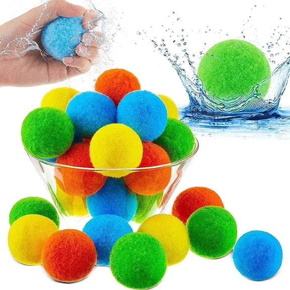 60Pcs Reusable Sponge Water Balls for Swimming Pool Summer Water Bomb Balloons for Backyard Beach Fun and Outdoor Party Games