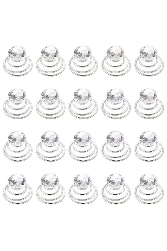 60Pcs Rhinestone Hair Studs Diamond Hair Pins Bulk Twist Spiral Shaped Spring Glitter Sparkle Gemstone Hairpin DIY