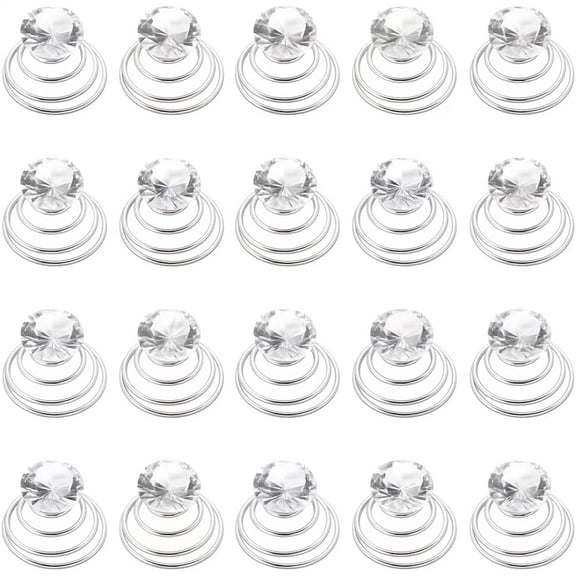 60Pcs Rhinestone Hair Studs Diamond Hair Pins Bulk Twist Spiral Shaped Spring Glitter Sparkle Gemstone Hairpin