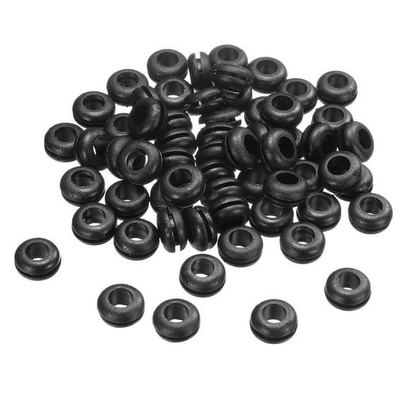 60Pcs Rubber Grommets 5/16  ID, 1/2 Drill Hole, Firewall Grommet Automotive Rubber Hole Eyelet Ring Gasket for Wire Cable Hose Protection, Metal Electric Box, (8x12mm, Black)