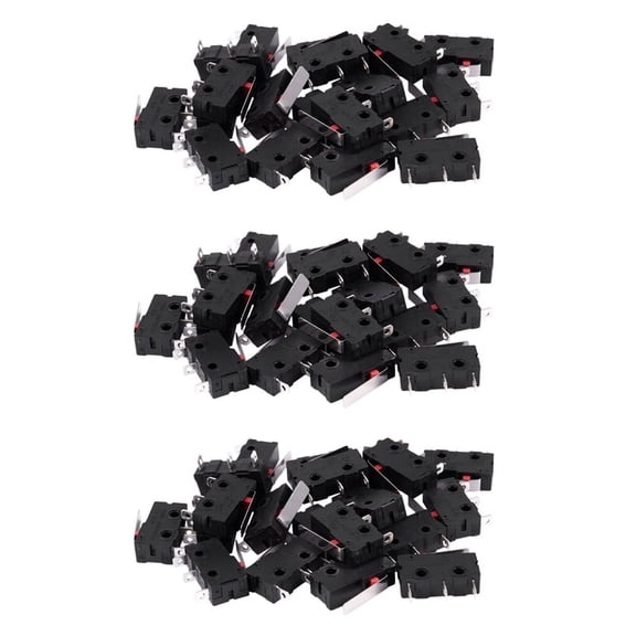 60Pcs SPDT 3-Pin Micro-Limit Switch with Long Lever, 5A, 125V/250V AC, Black Silver, Model X3 I064662