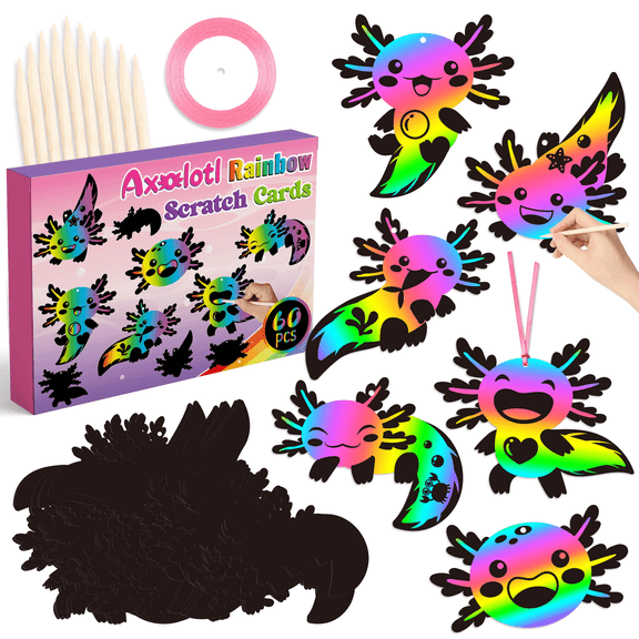 GROBRO7 60Pieces Animal Diy Scratch Cards Craft Kit for Christmas Party Activity