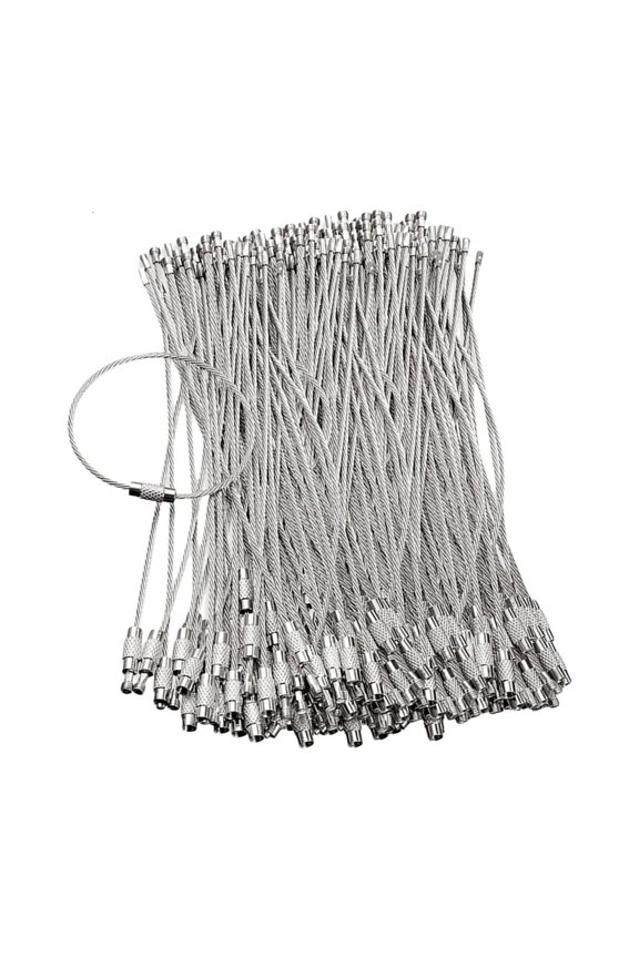 60Pcs Screw Lock Keyring Stainless Steels Wire Keychains Rings Outdoor Camp Luggage Label Screw Lock Tool Enduring