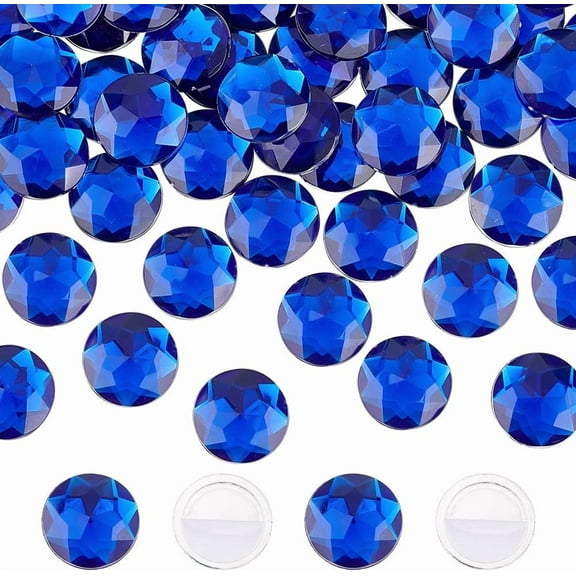 60Pcs Self-Adhesive Acrylic Rhinestone Stickers for DIY Decoration and Crafts Faceted Half Round Blue 20x5.5mm