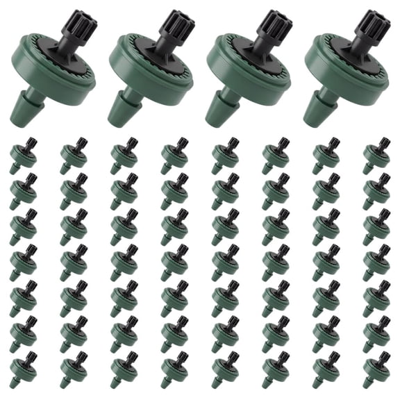 60Pcs Self-Cleaning Constant Flow Drippers Pressure Compensated Drippers Flow for Garden System, 2026 New Drip Irrigation Emitters System for 1/4 Inch Drip Irrigation Tubing(2 GHP green)Q