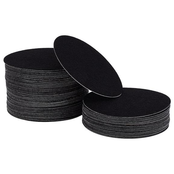 60Pcs Self-adhesive Felt Pad Round Black 76x1.1mm