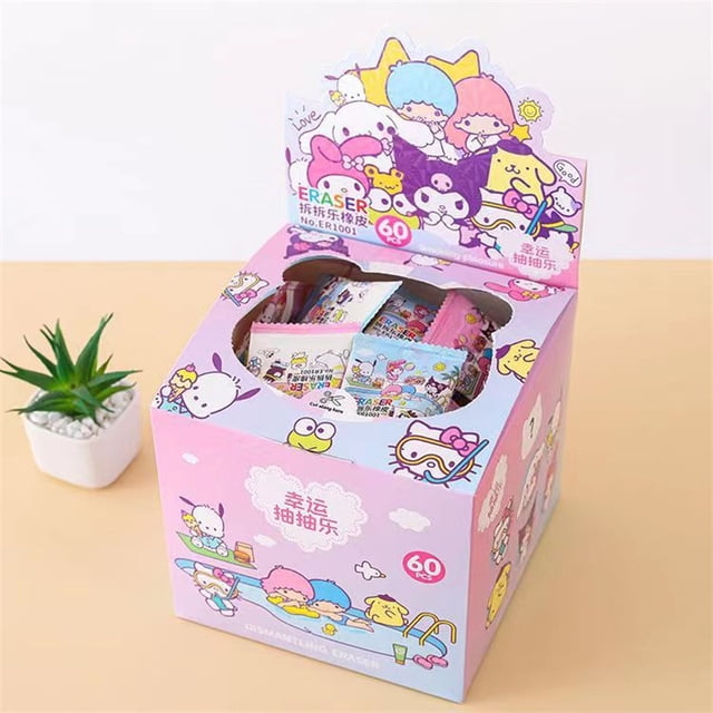 60Pcs/Set Sanrio Pencil Eraser Blind Box Hello Kitty Kuromi Melody