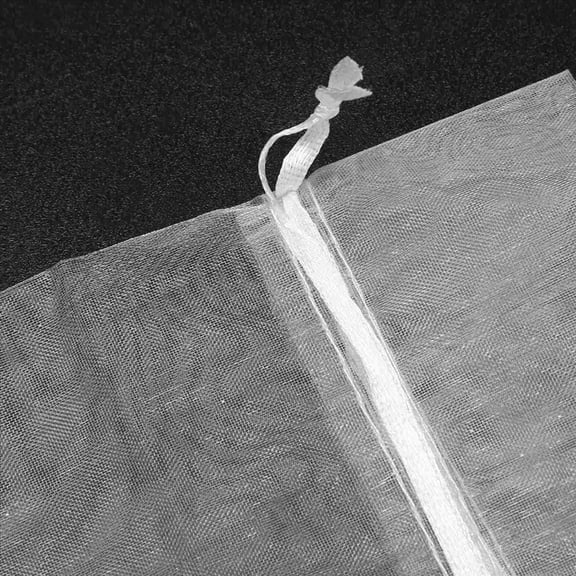 60Pcs Sheer Organza Wine Bags 14X37cm Reusable Simple Bottle Wrap Dresses Festive Packaging Drawstring Pouches (White)