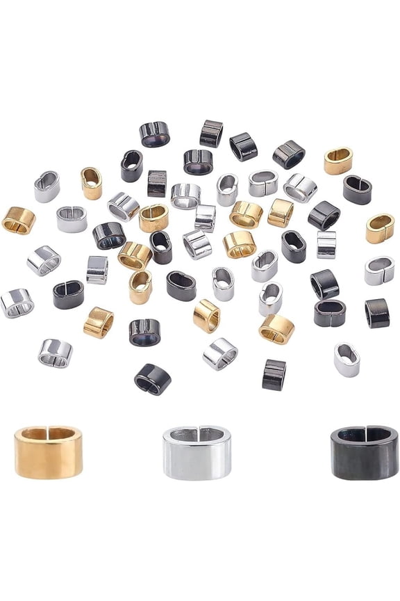 60Pcs Slide Charms Stainless Steel Quick Connector Leather Rope Clips Large Hole Slider